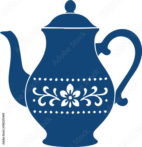 Elegant Floral Teapot Silhouette Icon