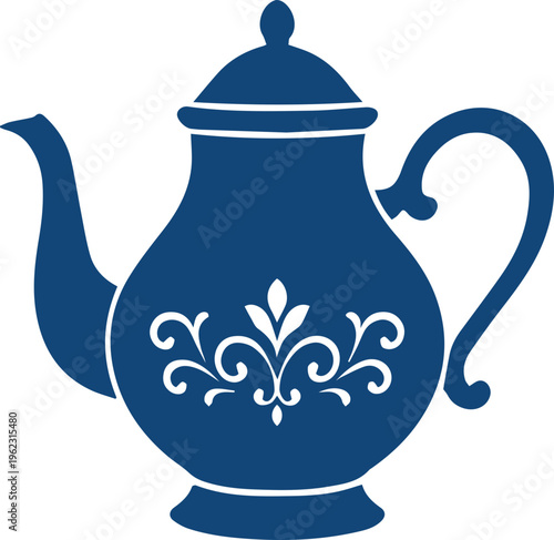 Elegant Floral Teapot Silhouette Icon