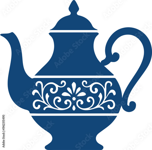 Elegant Floral Teapot Silhouette Icon