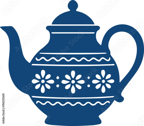 Elegant Floral Teapot Silhouette Icon