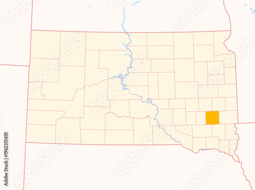 Cuadro en lienzo Map of the County McCook (South Dakota, US) showing the Federal State with the h