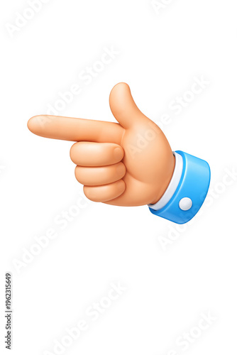 Pointing hand emoji with blue shirt sleeve