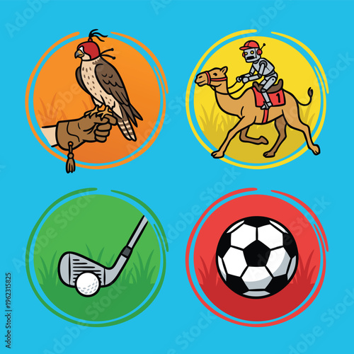 Collection of Icons Representing Sports and Leisure Activities.