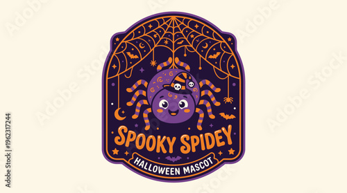 Cyber security shield logo modern tech protection with a spider on it