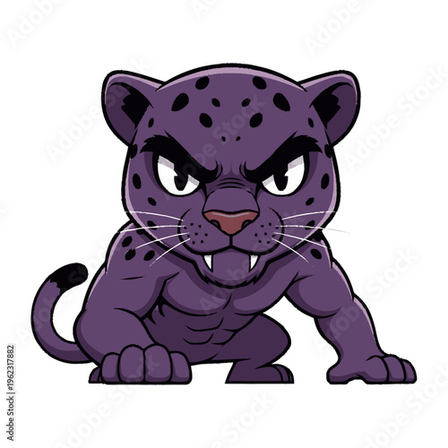 Aggressive Cartoon Purple Panther Illustration.