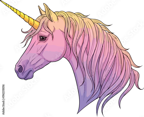 A wild brown mustang stallion runs with a flowing mane in this vector illustration of a powerful galloping horse cartoon isolated on white