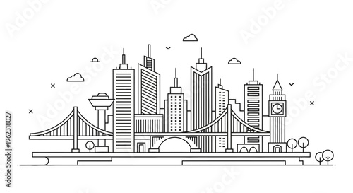City Skyline with Modern Buildings.