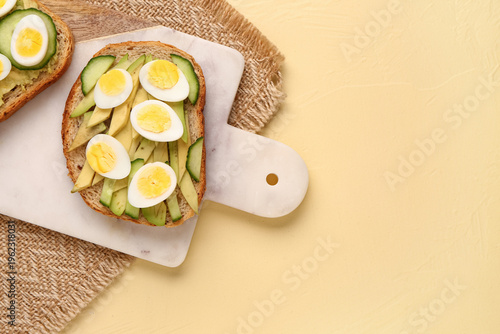 Tasty toasts with quail egg...