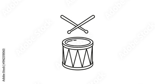 Drum with drumsticks on top.