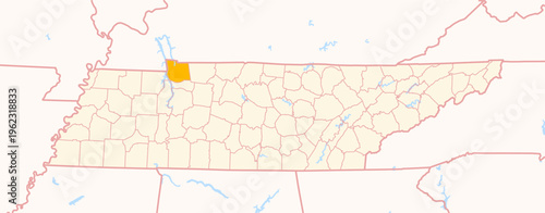 Map of the County Stewart (Tennessee, US) showing the Federal State with the highlighted County