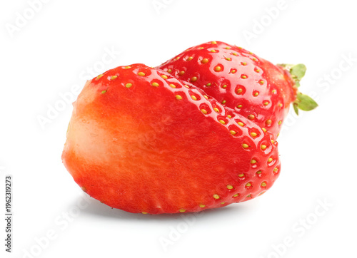 Fresh strawberries on white...