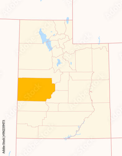 Map of the County Millard (Utah, US) showing the Federal State with the highlighted County