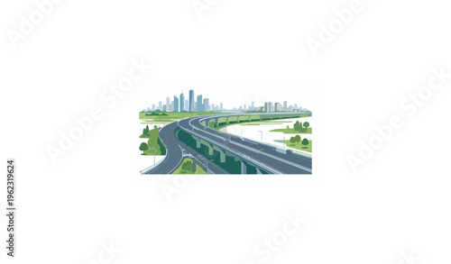 Dhaka Purbachal Expressway Modern Highway Vector Illustration