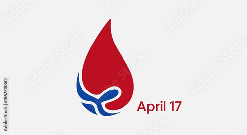 World Hemophilia Day logo with red and blue teardrop shape isolated on transparent background