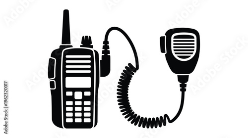 Black walkie talkie with microphone a simple communication device silhouette