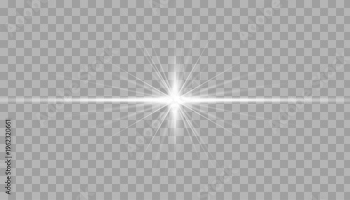 White sharp spiky starburst vector light effect with thin radiant beams and bright core isolated on transparent background