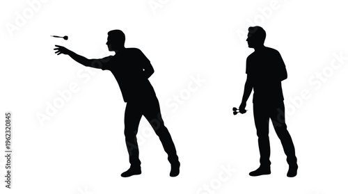 Man tossing and catching a small object duplicated in stark contrast silhouette