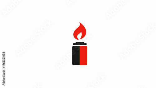 Vibrant vector illustration combining a modern battery with a dynamic red flame, representing powerful energy generation, innovative solutions, and the ignition of new ideas and potential