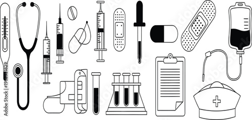 Medical tools and equipment illustration
