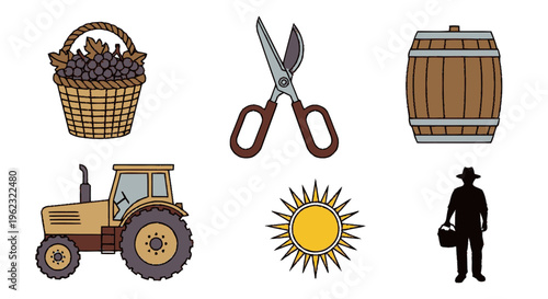 Collection of Farming and Agricultural Icons and Symbols.