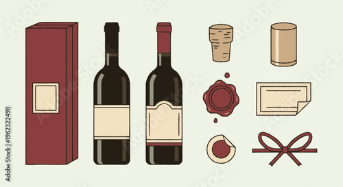 Collection of Wine Bottles and Accessories for Presentation.