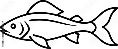 Outline of a stylized fish with detailed fins