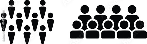 population icon groups infographic showing increasing crowd sizes
