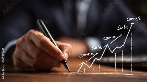 Businessman drawing sales graph.