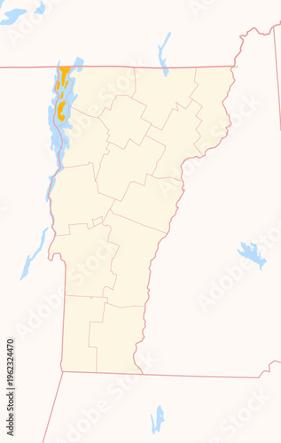 Map of the County Grand Isle (Vermont, US) showing the Federal State with the highlighted County