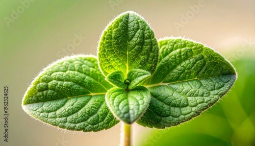 A close-up photo of a fresh green leafy plant grows naturally outdoors in the garden.