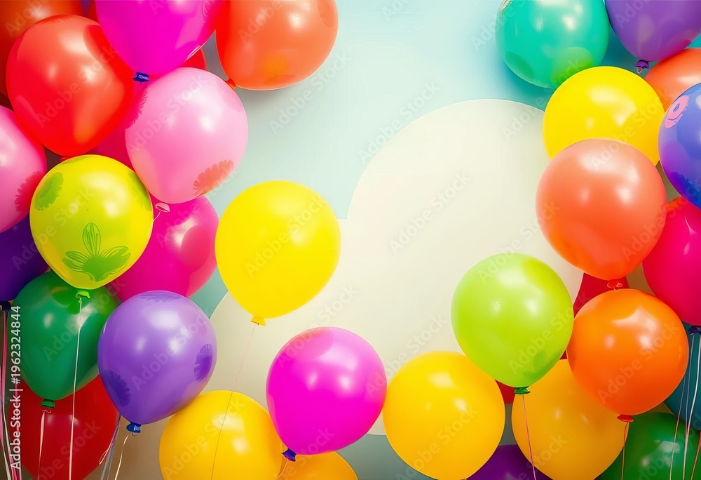 Obraz premium Vibrant painted balloons, colorful background, festive backdrop, festive, birthday