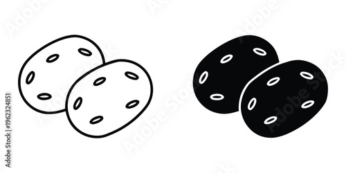 Potato vegetable icon vector, Organic natural potato line art, Potato silhouette vector