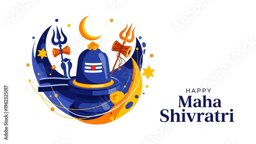 Hindu festival Maha Shivratri celebration with shiva linga and trident symbol