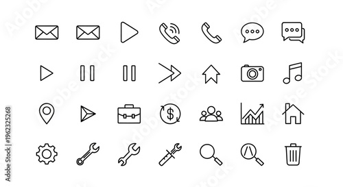 Collection of web interface icons.
