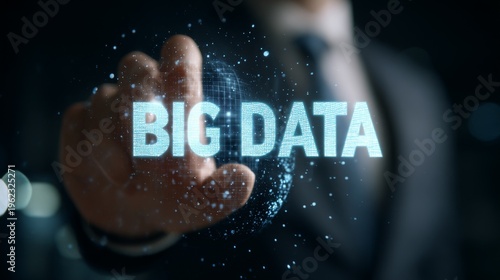 Businessman holding Big Data.