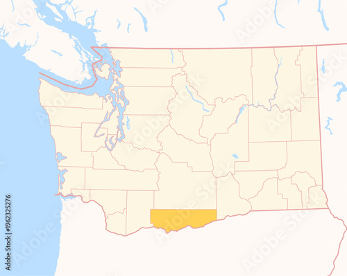 Map of the County Klickitat (Washington, US) showing the Federal State with the highlighted County