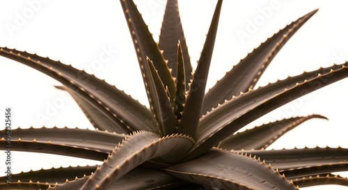 Close up of a dark green aloe vera plant with spiky leaves