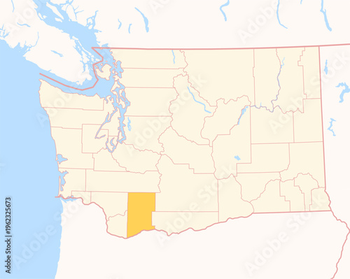 Map of the County Skamania (Washington, US) showing the Federal State with the highlighted County