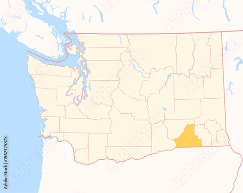 Map of the County Walla Walla (Washington, US) showing the Federal State with the highlighted County