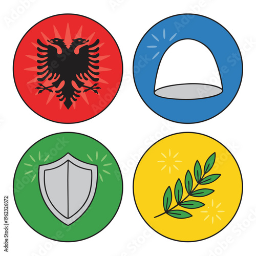 Albanian Eagle and Symbols of Peace and Protection.