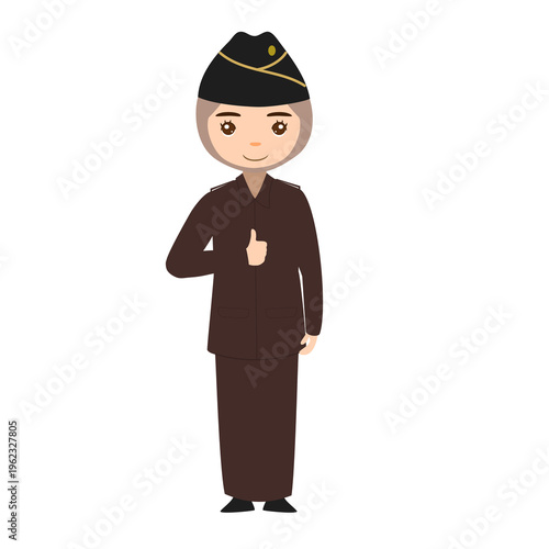 Indonesian Female Prosecutor Hijab Respect Gesture Hand on Chest PDH