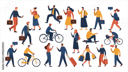 People characters engaging in various activities, illustrating daily life, work, and leisure scenarios