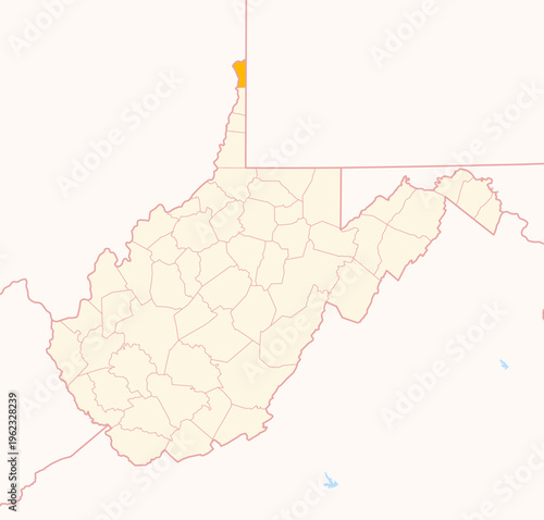 Tableau sur toile Map of the County Hancock (West Virginia, US) showing the Federal State with the