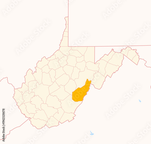 Obraz na płótnie Map of the County Pocahontas (West Virginia, US) showing the Federal State with