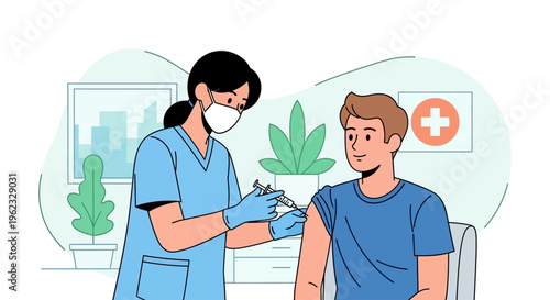 Nurse giving injection to patient