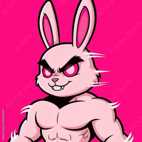 Angry Cartoon Bunny Character Illustration.