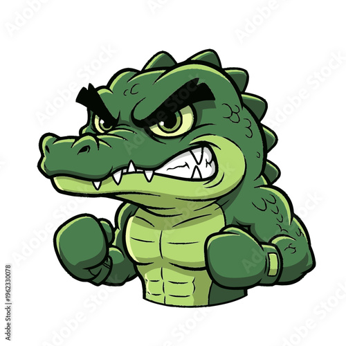 Angry Cartoon Crocodile Character Illustration.
