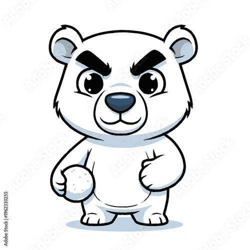 Angry Cartoon Polar Bear Character Illustration.