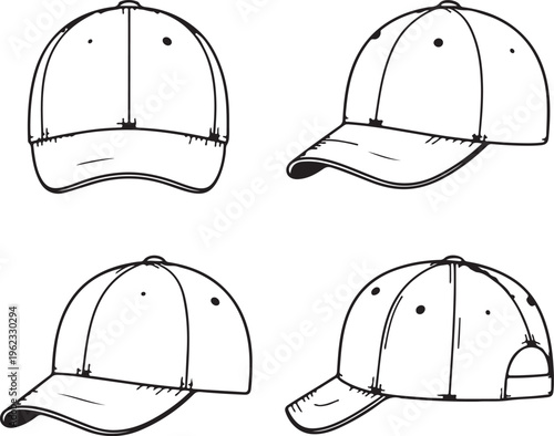 Baseball cap construction drawings and pattern details