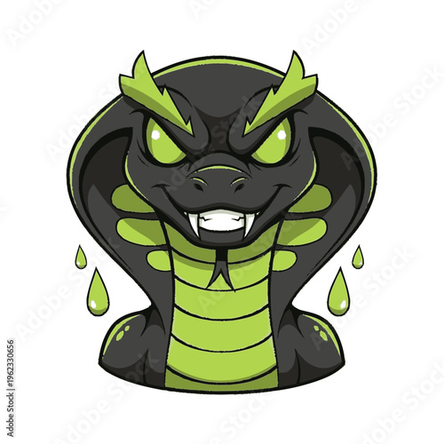 Cartoon Cobra Snake Illustration with Drool.